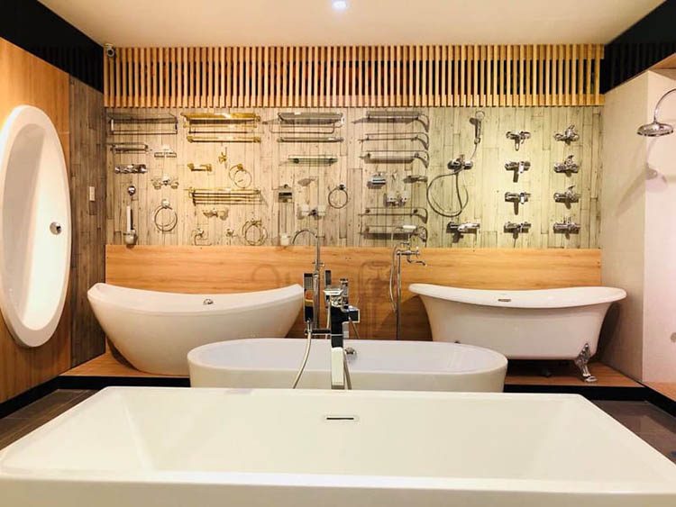 design showroom thiết bị vệ sinh theo full bộ nhà tắm phối hợp nhà vệ sinh